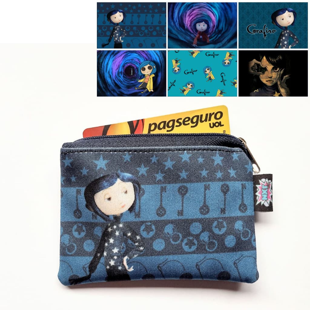 Porta Moedas / Batom / Fone / Cartão / Níquel / Bolsinha / Carteira / Mini Nécessaire Coraline e o Mundo Secreto / Filme