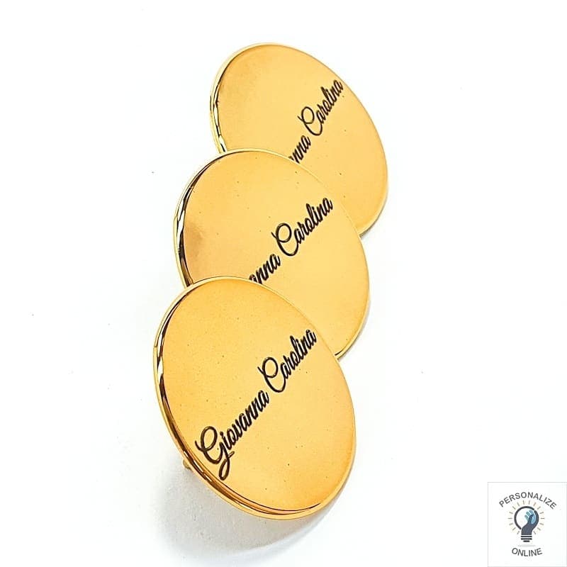 Etiqueta Personalizada 3.0×3.0 cm Plaquinha de Metal com Garra 10 Unidades