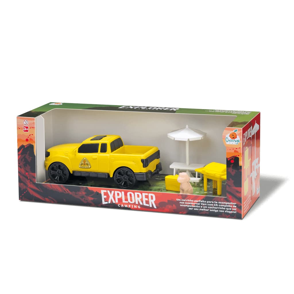 Brinquedo Carro Pick-up Explorer Camping Orange Toys