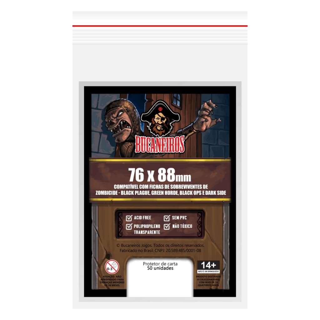 Sleeves Zombicide Bucaneiros Fichas Sobreviventes 76 X 88mm Black Plague / Green Horde / Black Ops / Dark Side