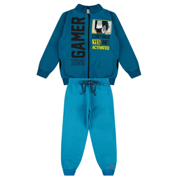 Conjunto Infantil Menino com Casaco de Gola Alta e Calça