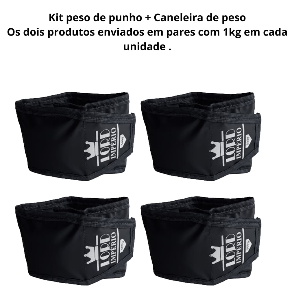 kit 1 par de peso de punho 1kg  e  1 par de tornozeleira/caneleira peso 1kg - enviados em par - cor preto - Lord Império
