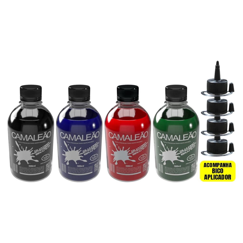Tinta Caneta Pincel Marcador Quadro Branco 500ml Premium - kit 4 unidades