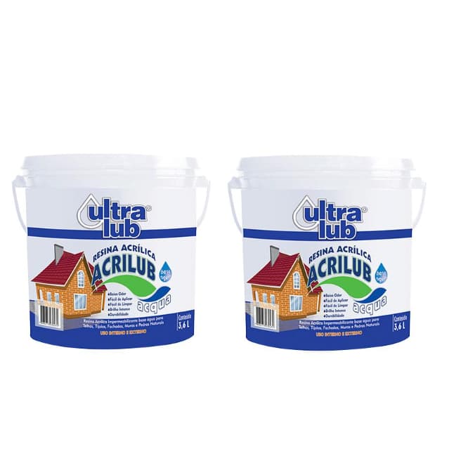 KIT 2 RESINA ACRÍLICA IMPERMEABILIZANTE INCOLOR A BASE DE ÁGUA 3,6 brilho  proteção cimento queimado