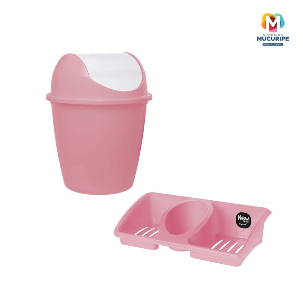 Kit Pia / Porta Detergente e Lixeira/ Cesta Basculante com Tampa 3,5L