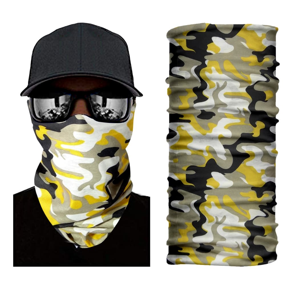 BANDANA LARANJA E CINZA CAMUFLADO COOLMAX PROTEÇÃO PESCA CICLISMO