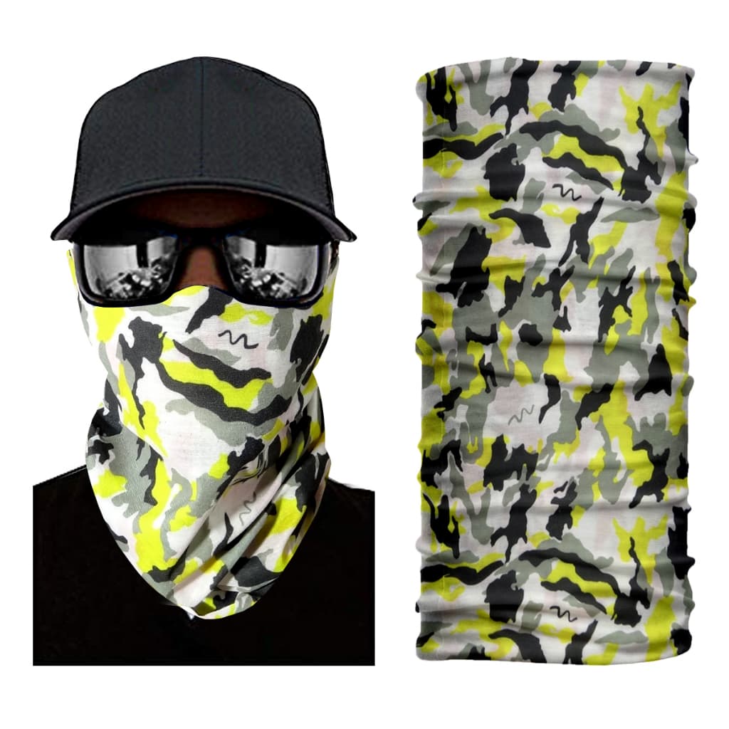 BANDANA AMARELO E CINZA CAMUFLADO COOLMAX PROTEÇÃO PESCA CICLISMO