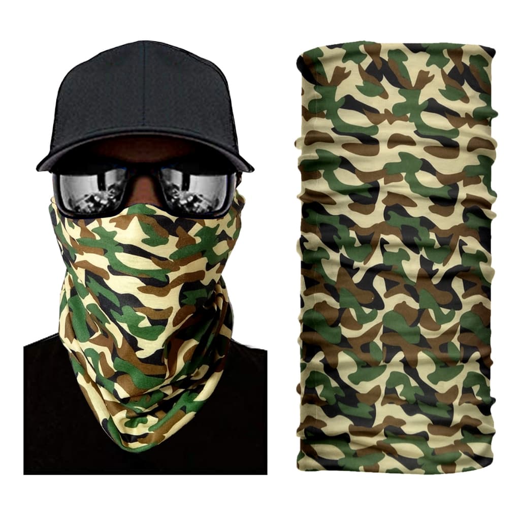 BANDANA VERDE E MARROM CAMUFLADO COOLMAX PROTEÇÃO PESCA CICLISMO