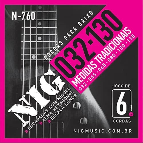 ENCORDOAMENTO PARA CONTRA BAIXO 6 CORDAS (0.32) NIG N-760