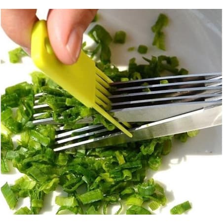 Tesoura de Cozinha 5 Lâminas Inox para Cortar Picar Ervas Temperos Legumes