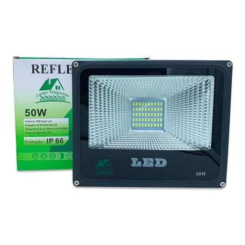 Refletor Led 50w de alumínio Branco Frio Bivolt Prova D'água