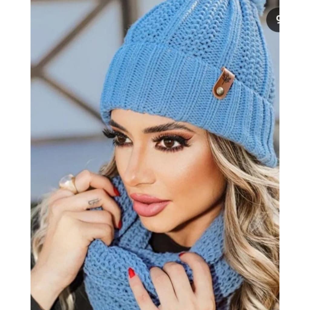 Touca Tricot Pompom Quentinho e Confortável