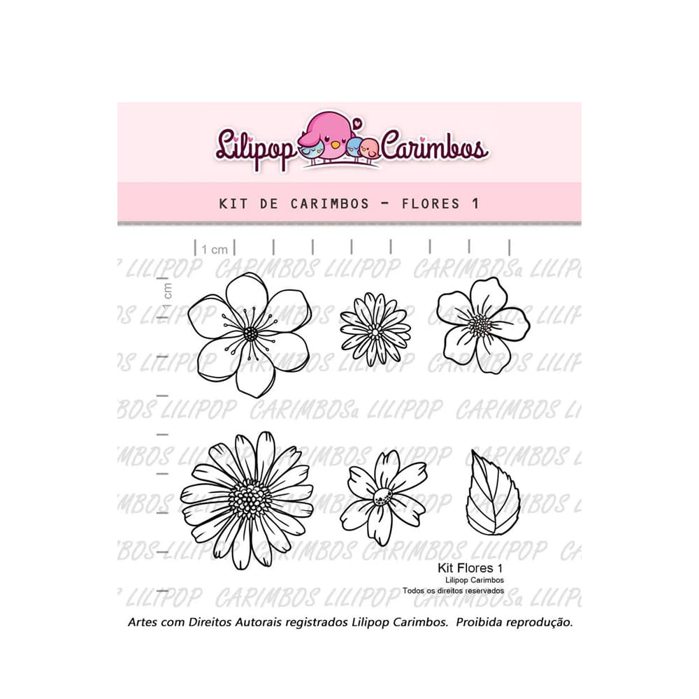 Carimbo flor flores kit lilipop carimbos
