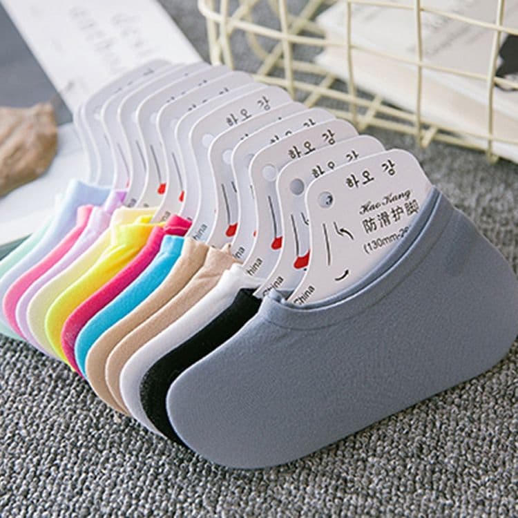 kit com 10 pares meias sapatilhas soquete invisível com silicone feminina tamanho de 30-39