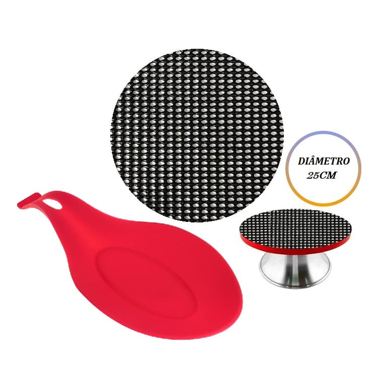 Kit culinário descanso de talheres de silicone + tela antiderrapante 25cm para bailarina giratória bolo confeitaria