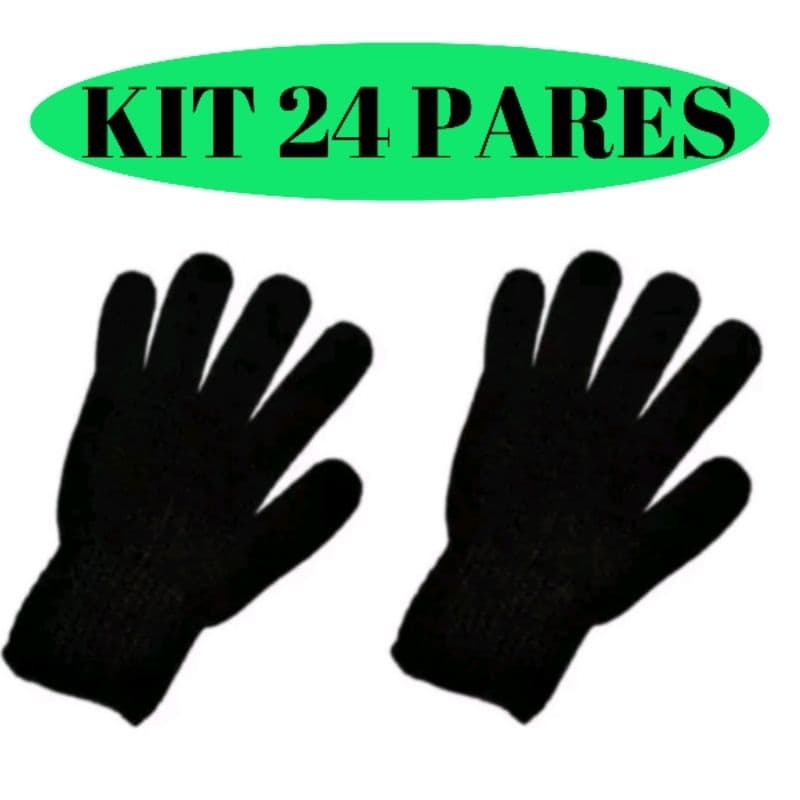 Kit 12/24 Pares De Luvas Adulto Lã Frio Inverno Atacado Revenda Doação