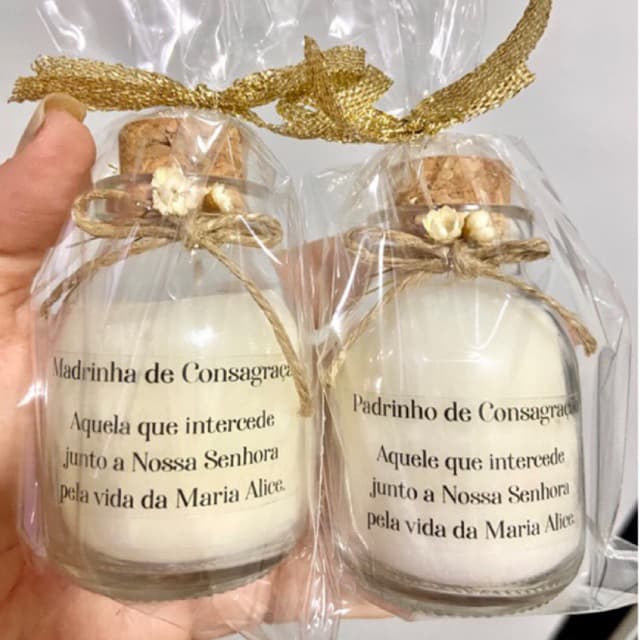 3 Velas * 2 Velas Aromáticas Padrinho e Madrinha de Consagração  + 1 Vela Madrinha  / Batismo / Batizado 50cm