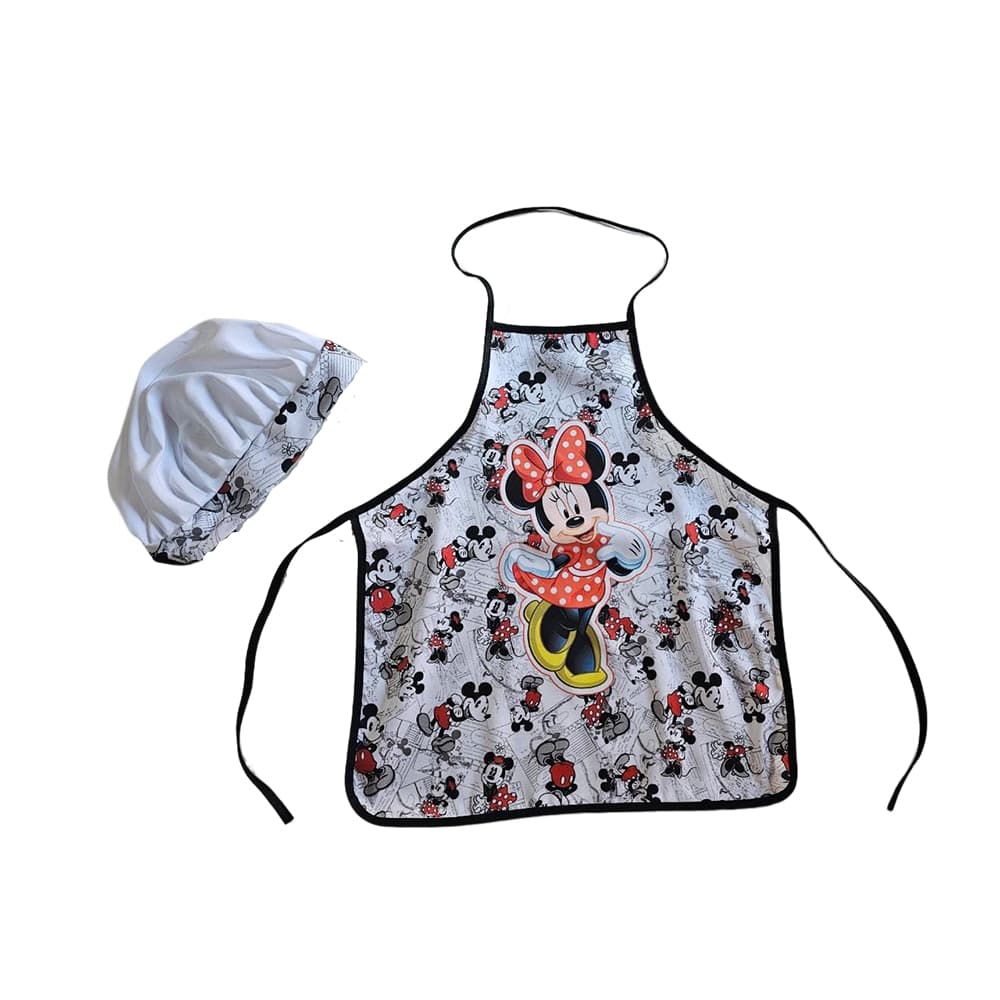 Avental Infantil com Touca Personagem Minnie