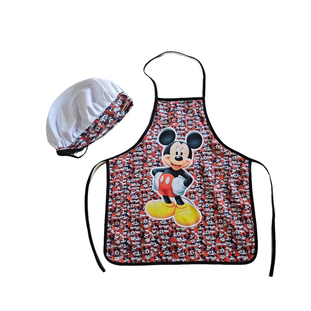 Avental Infantil com Touca Personagem Mickey