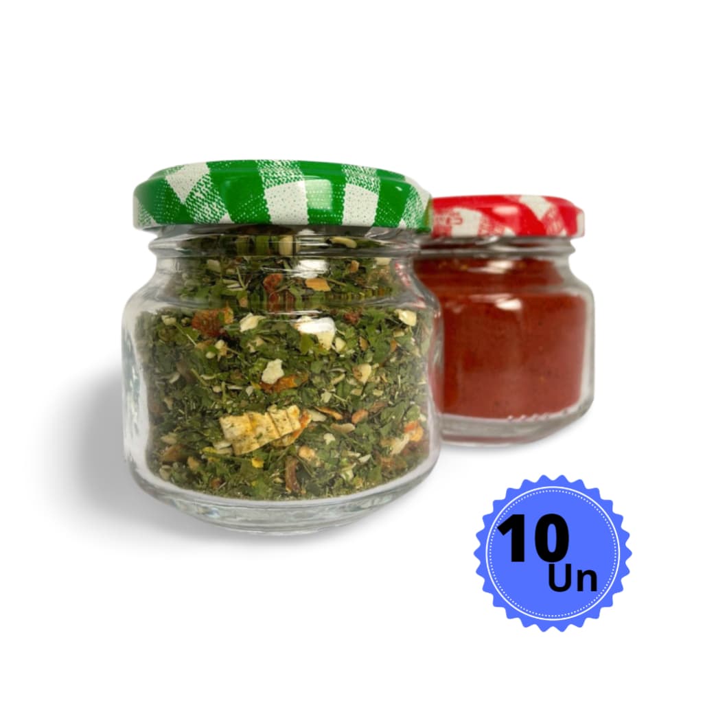 KIT c/10 Potes de Vidro Papinha 120ml p/Geleias, Doces, Conservas, Temperos, Compotas (POTES+TAMPAS+LACRES)