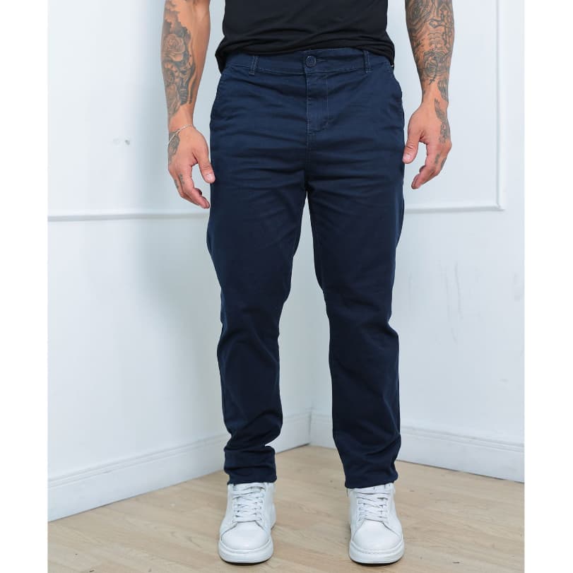 Calça Masc Chino Marinho Reta Casual Linha Premium