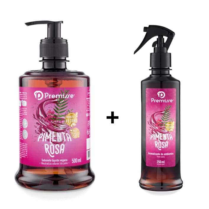 Kit Sabonete líquido 500ml e aromatizante de ambientes 250ml VEGANO Premisse