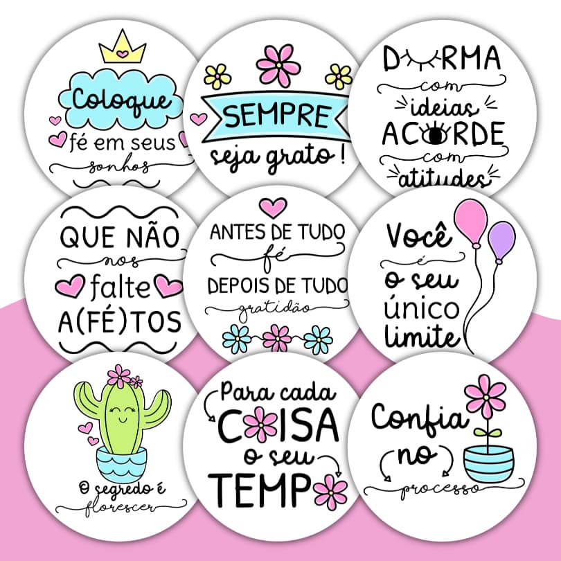 Kit 100 Adesivos Frases Motivacionais Frases Incentivo Lembrancinha Presente Embalagem Cliente