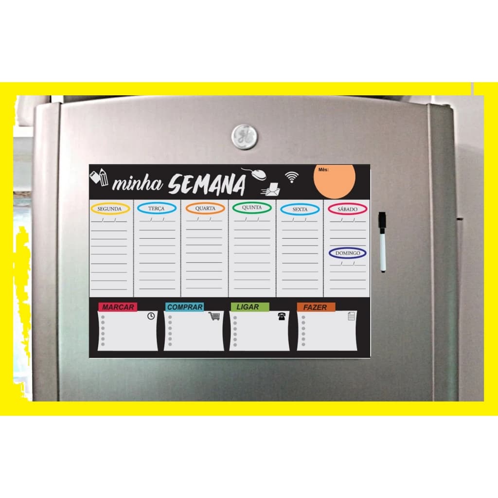Quadro Magnético de Geladeira Imã organizador de tarefas c/ caneta