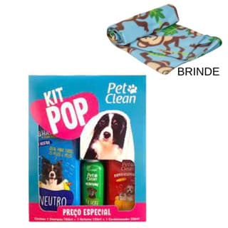 Kit Pop Pet Clean Shampoo + Condicionador + Perfume Cachorro e Gato Pets