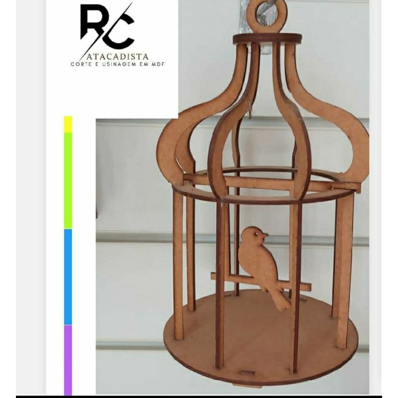 Gaiola mdf 3D decoração casa e festa