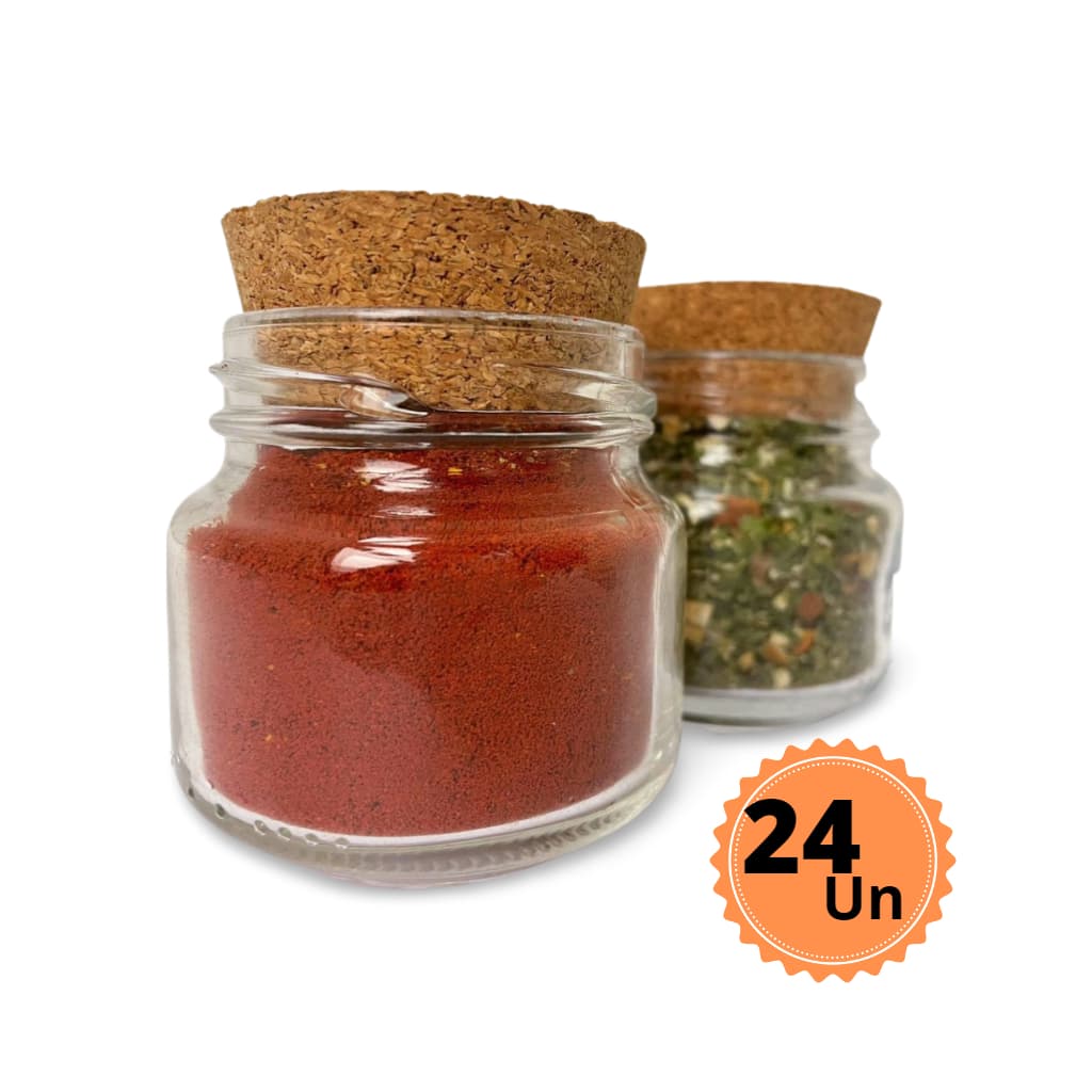 KIT c/24 Potes de Vidro Papinha 120ml c/ Tampas Cortiças