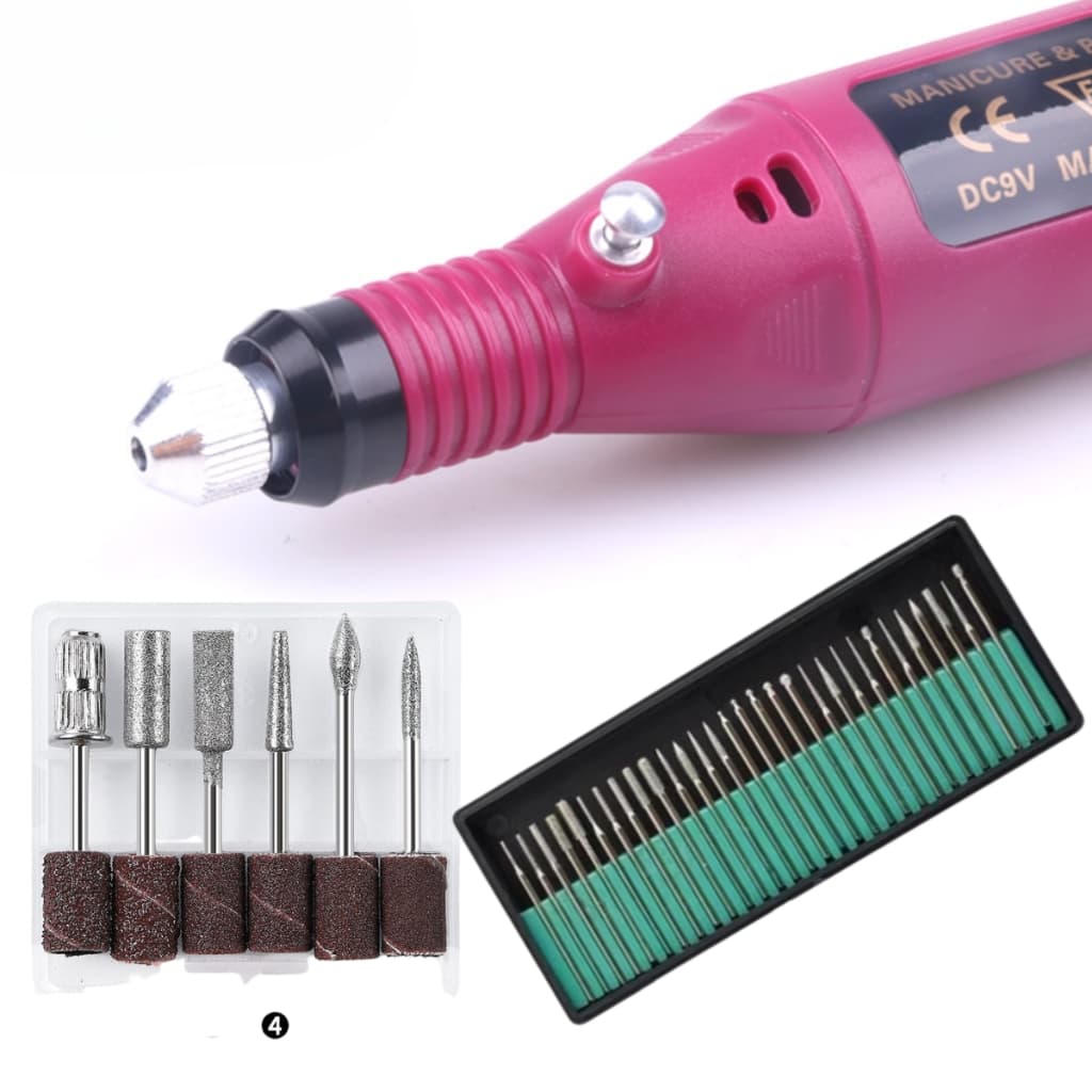 Kit Manicure Lixa Elétrica Caneta Unhas + 30 Brocas Bivolt Manicure