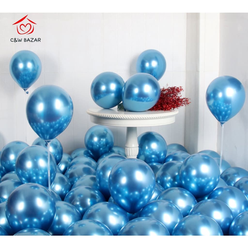 25 Unidades Balão Cromado 5 Polegadas AZUL Metalizado Alumínio Bexiga Para Festas Decoração