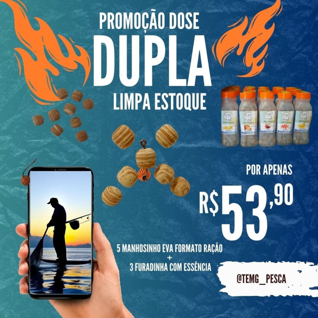 5 Manhosinho de Pesca Formato Ração - 3 Furadinha com essência