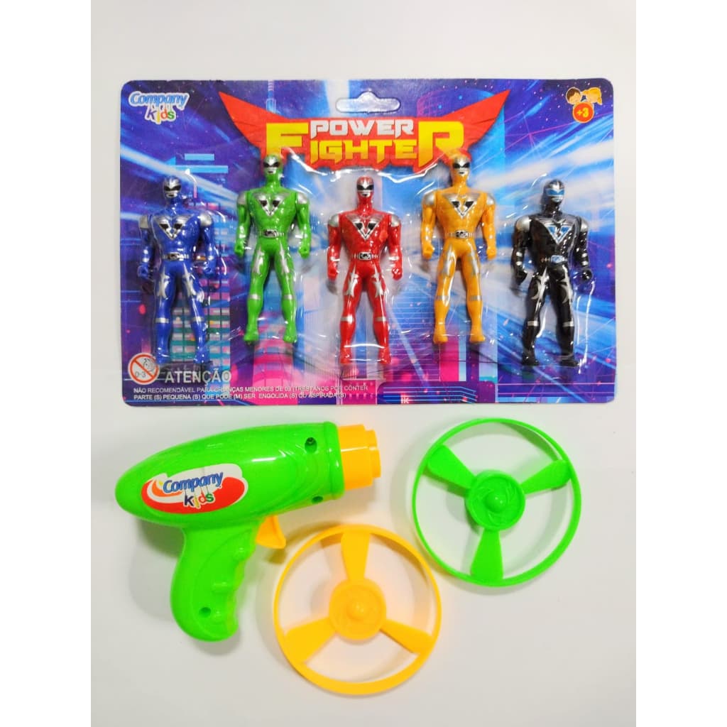 Kit Com 5 Boneco Power Rangers Mais Um lançador Girocoptero -  Brinquedo Presente