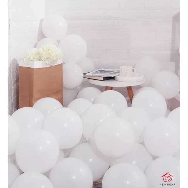 50 Unidades Balão Bexiga 7 Polegadas BRANCO Latex Lisas Para Festas e Decorações