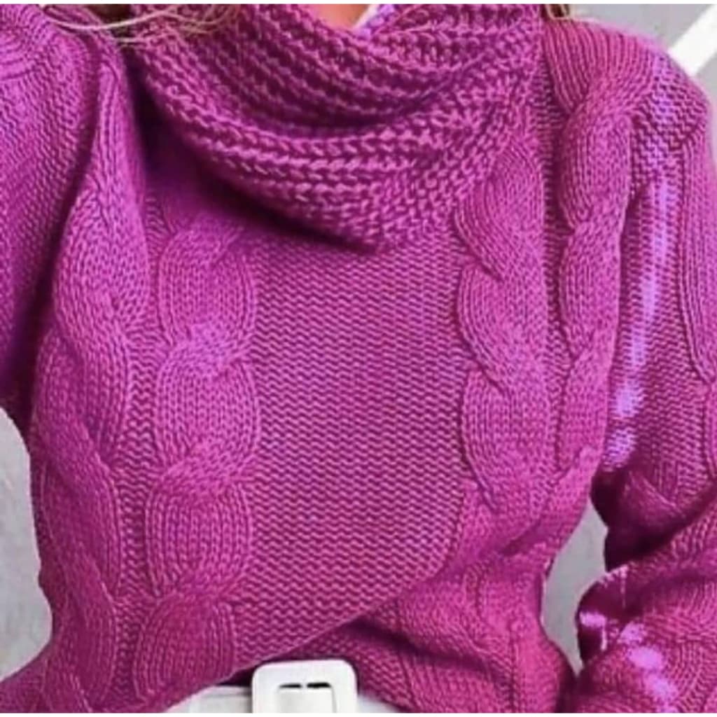 Blusa De frio Tricot Gola Boba gola Alta Blogueira Tranças moda Inverno