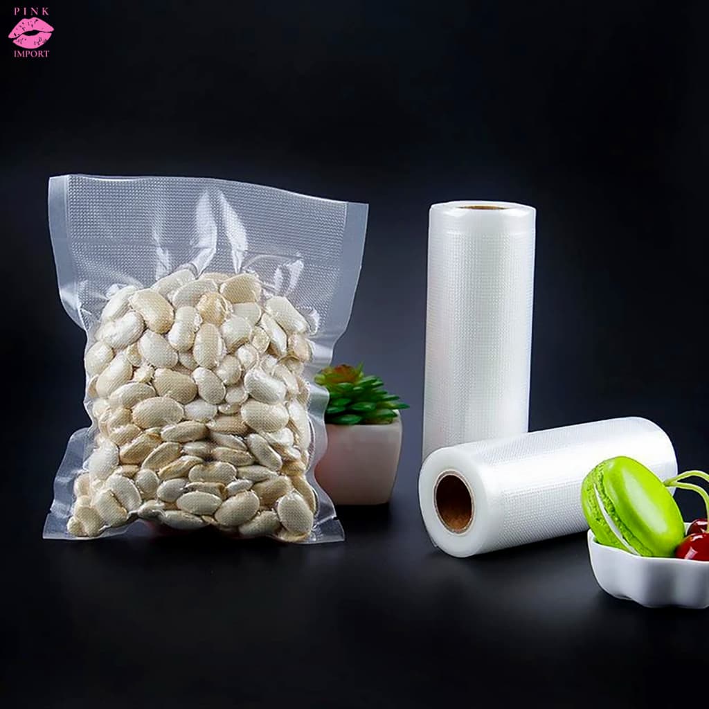 Rolo Saco a Vácuo com Ranhuras Armazenamento Alimento Multiuso BPA Free Rolo Contínuo 20cm x 5 m ou 25cm x 5 m