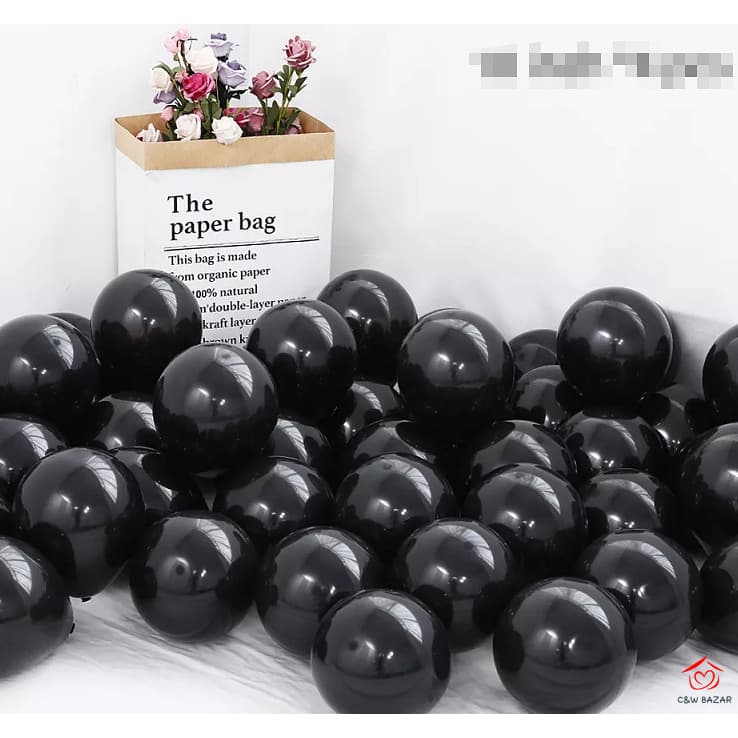 50 Unidades Balão Bexiga 7 Polegadas PRETO Latex Lisas Para Festas