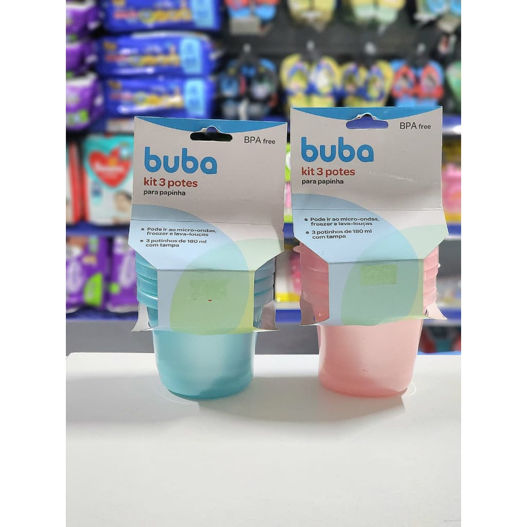Kit com 3 potes para papinha Buba. ORIGINAL!