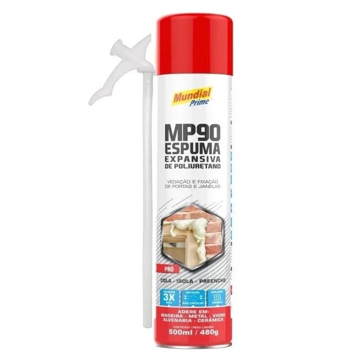Espuma Expansiva de Poliuretano Cola Isola e Preenche  500ml 480g Mundial Prime Pró