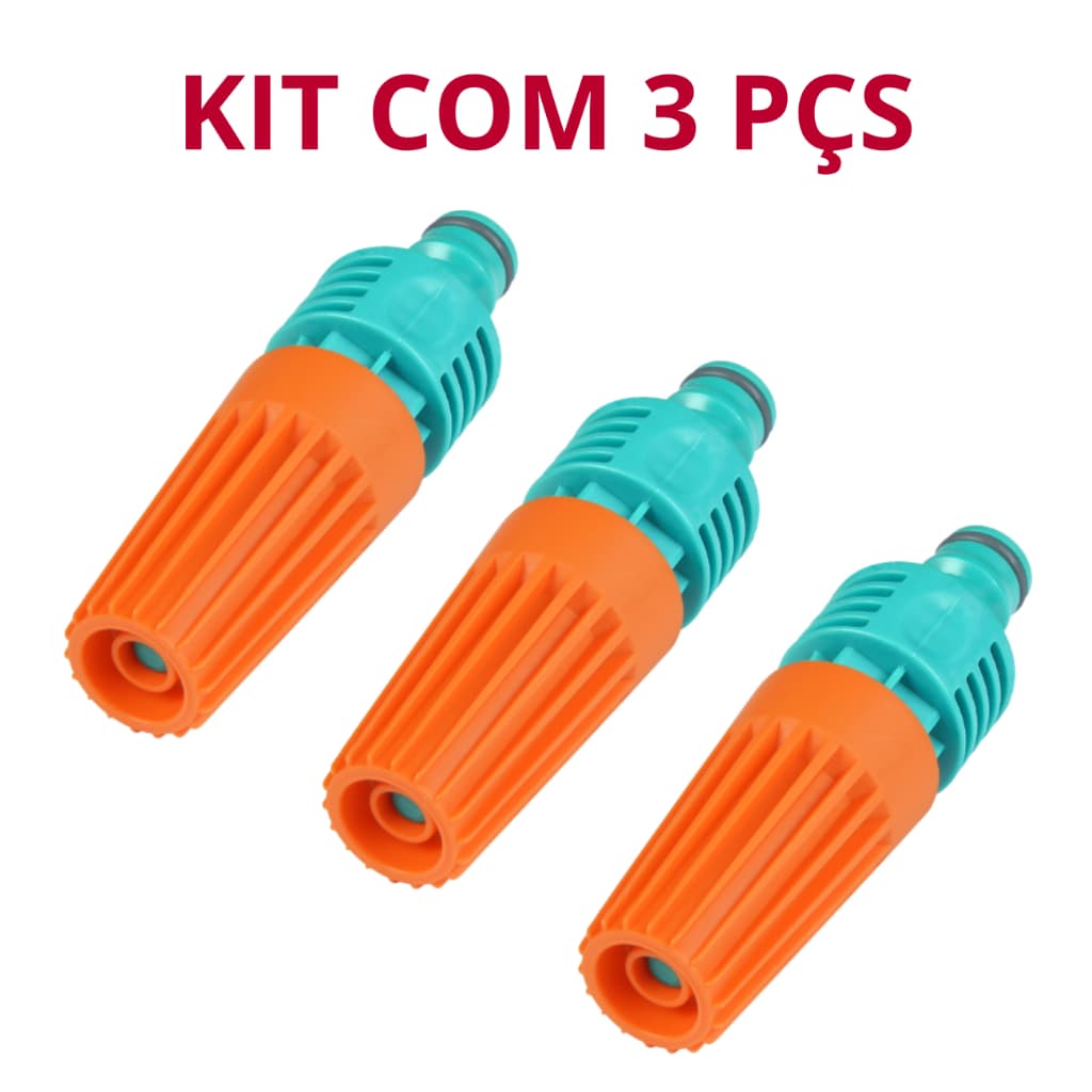 Kit com 3 Esguicho Rosqueável C/ Jato Regulável Mangueira Tramontina