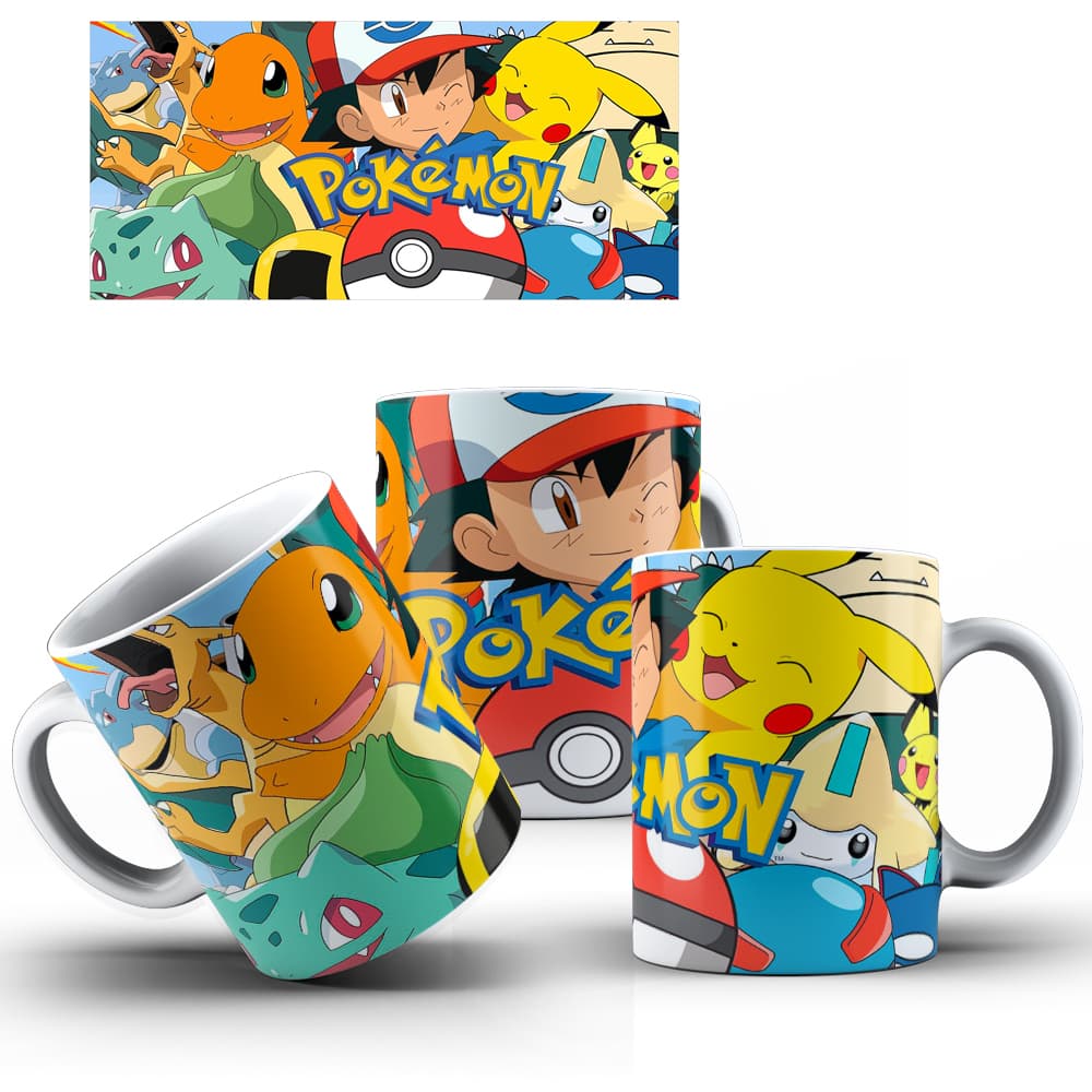 Caneca Pokemon de Porcelana COM NOME - Vários modelos