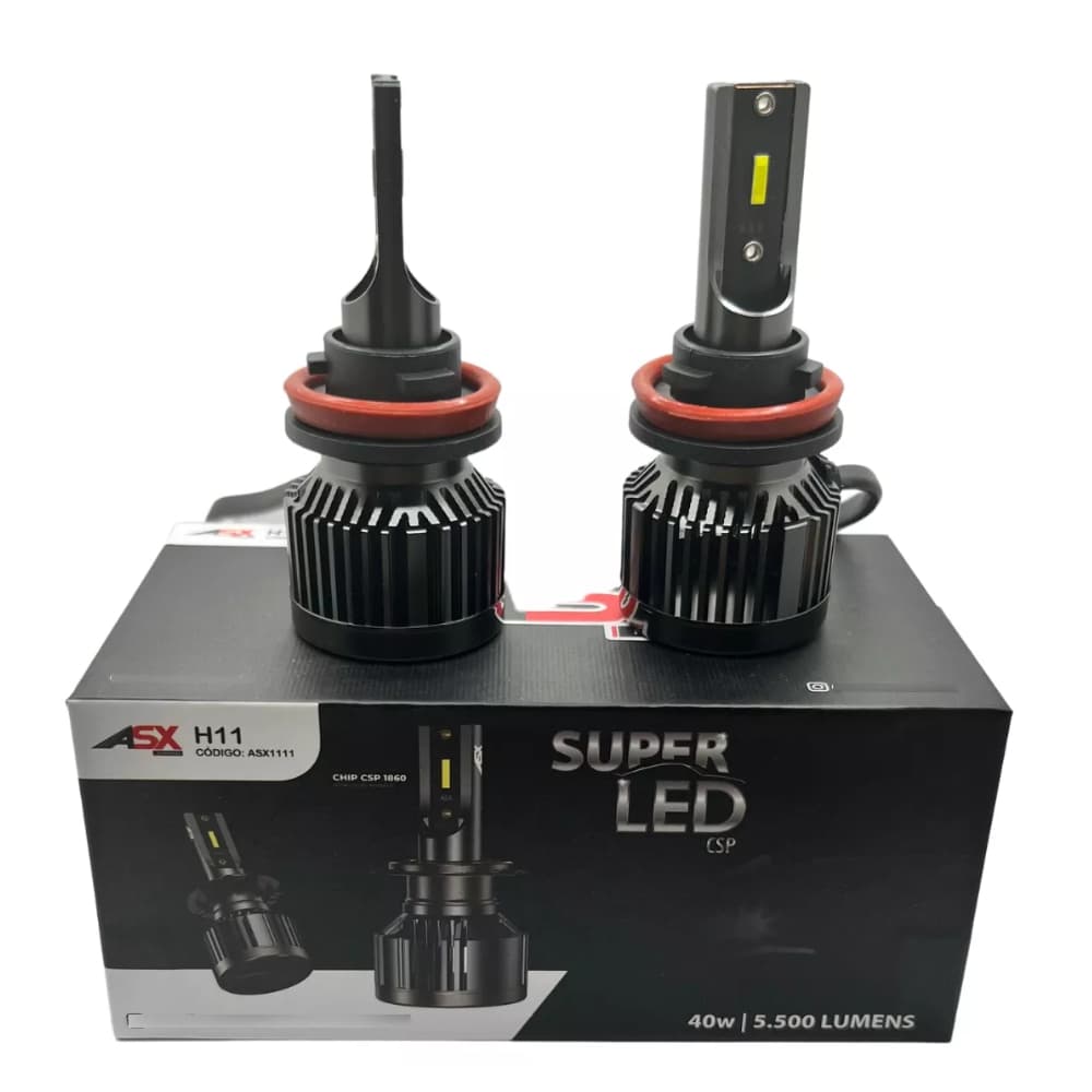 Lâmpada Ultra Led H11 H8 ASX 6000 kelvin 5500 lumens 40w Par de Lâmpada Led