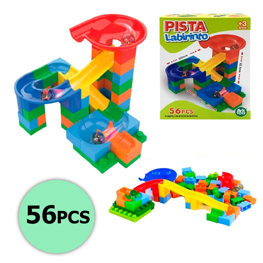 Pista De Bolinhas De Gude Blocos De Montar Labirinto 56 Pçs