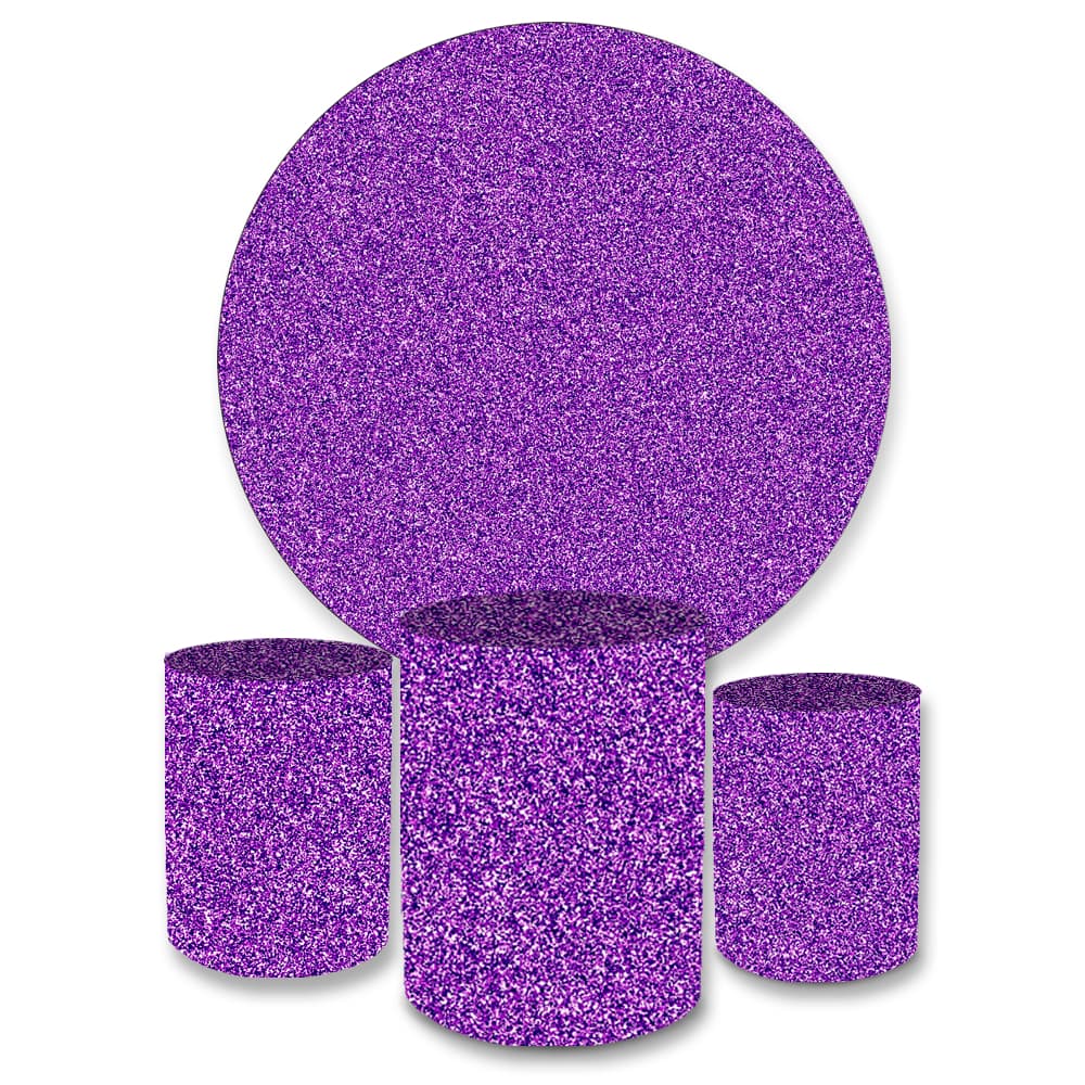 Kit Painel Decorativo Glitter Roxo + Trio Capa Cilindro Sublimado