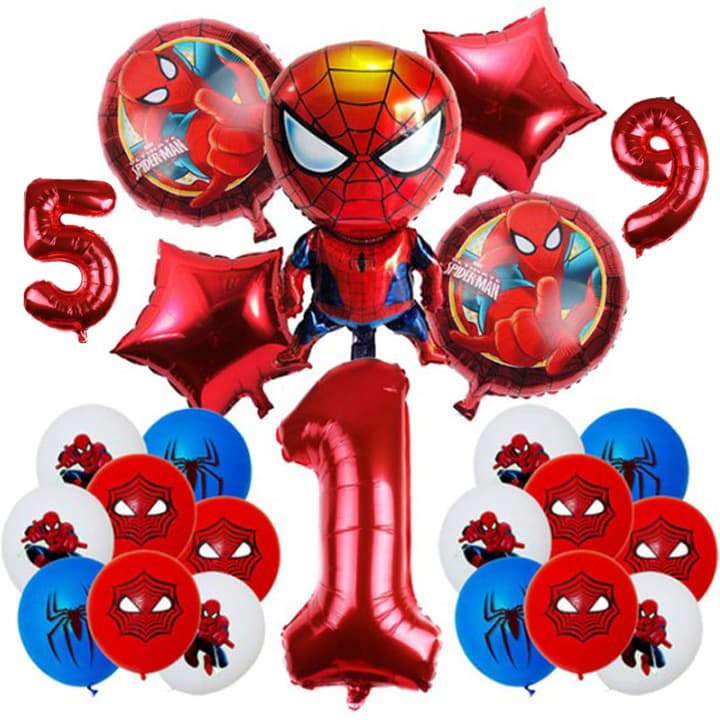 Kit Aniversário Tematico Homem Aranha 24pçs Balões Bexigas Heróis Infantil Decoração Festas Crianças