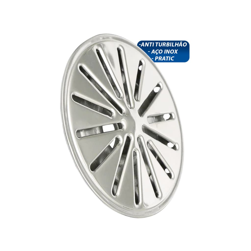 Ralo de Fundo Anti Turbilhão Para Piscinas em Aço Inox Dreno Pratic 50mm