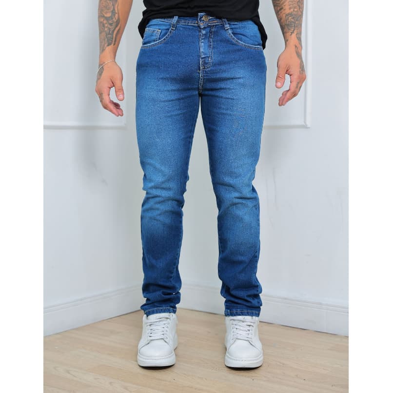 Calça Jeans azul lisa Masculina Linha Premium Nova