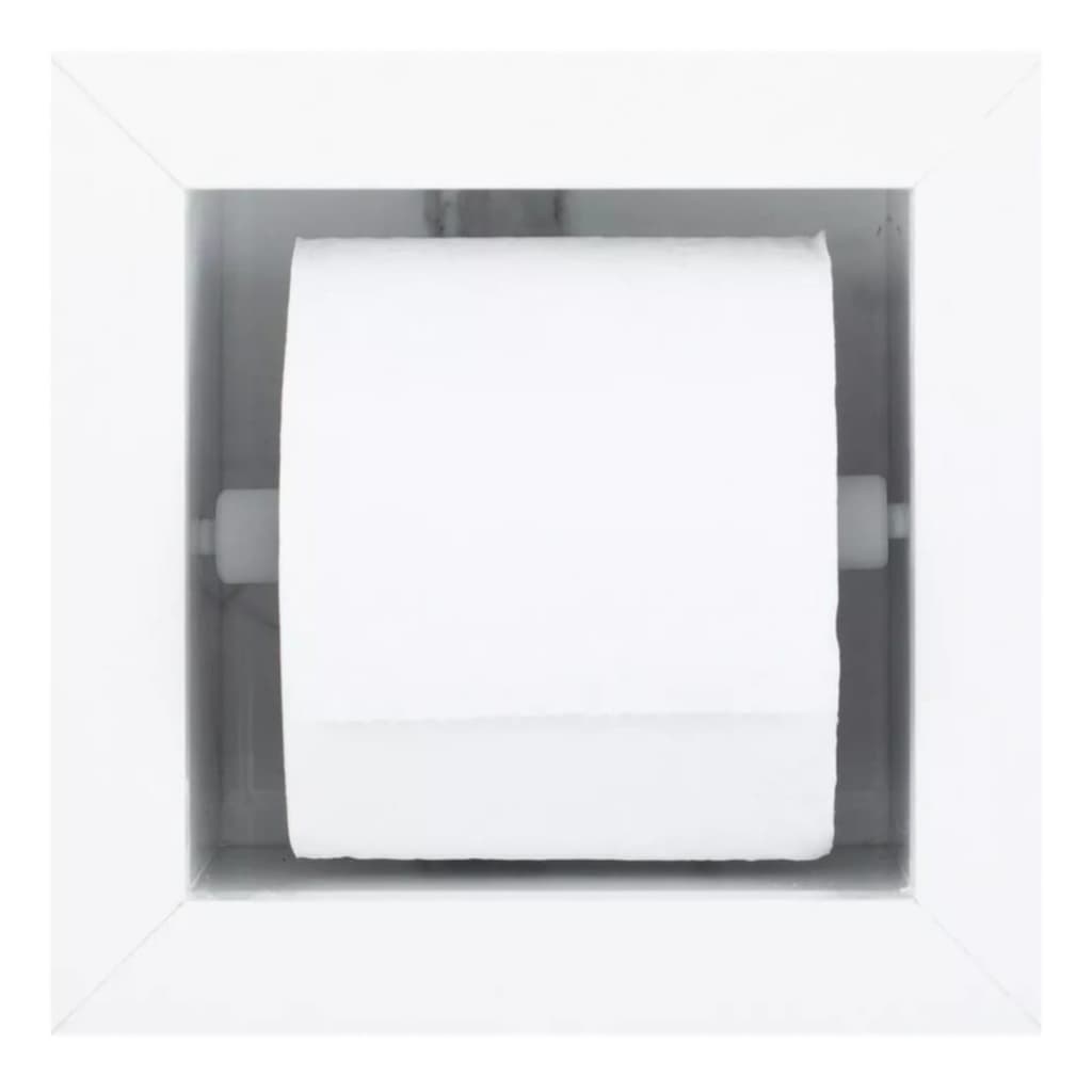 Nicho Para Papel Higiênico Branco Em Porcelanato Com Bordas De Alumínio